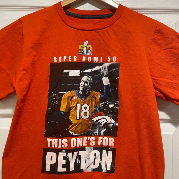 Majestic Other - Denver Broncos Super Bowl 50 Peyton Manning Mens T-Shirt Small Orange Cotton